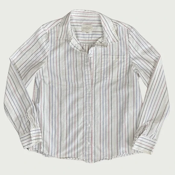 Sezane Pastel Striped Button Down Shirt - Picture 2 of 8